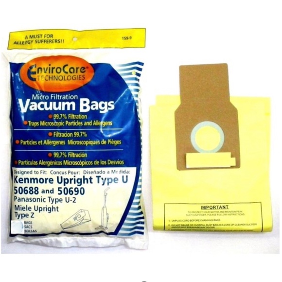 Kenmore Upright Type U 50688 50690 Vacuum Bag Set of 4 from Envirocare NEW - Picture 1 of 5